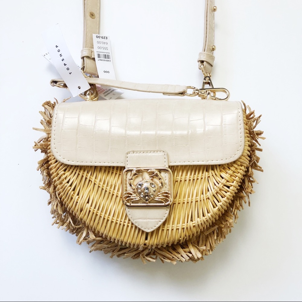 NWT Topshop Straw Crossbody Bag.